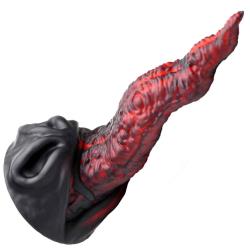 Creature Cocks Dragon Tongue Silicone Dildo, 9.6 Inch, Red/Black