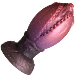 Creature Cocks Dragon Hatch Silicone Egg Dildo, 5.3 Inch, Purple/Red