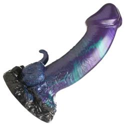 Creature Cocks Dino Dick Dinosaur Silicone Dildo, 7.3 Inch, Purple/Black