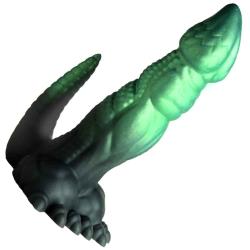 Creature Cocks Dickosaur Dinosaur Silicone Dildo, 7 Inch, Green/Black