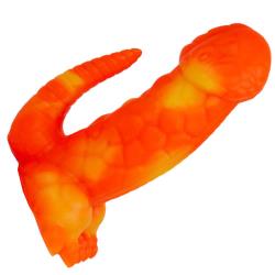 Playeontology Reptile Series DinoDick Silicone Dildo, 6 Inch, Orange