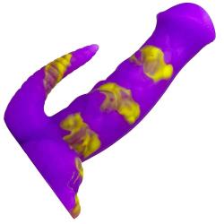 Playeontology Dicky Dactyl Vibrating Silicone Dildo, 6 Inch, Purple