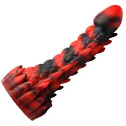 Creature Cocks Demon Rising Scaly Dragon Silicone Dildo, 8 Inch, Red/Black