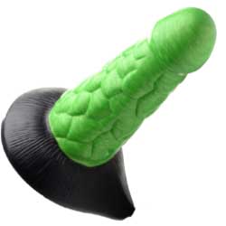 Creature Cocks Radioactive Reptile Silicone Dildo, 7.5 Inch, Green/Black