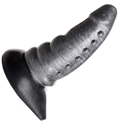 Creature Cocks Beastly Tapered Bumpy Silicone Dildo, 8.25 Inch, Silver/Black