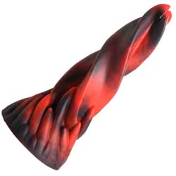 Creature Cocks Hell Kiss Twisted Tongues Silicone Dildo. 7.4 Inch, Red/Black