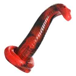 Creature Cocks King Cobra Snake Silicone Dildo, 10.2 Inch, Red/Black