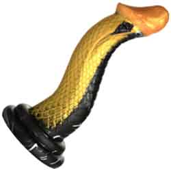 Creature Cocks Golden Mamba Silicone Dildo, 9 Inch, Gold/Black