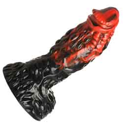 Creature Cocks Demonic Vulcan Silicone Dildo, 8.8 Inch, Red/Black