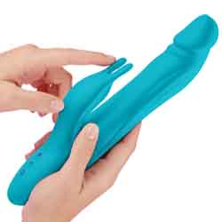 FemmeFunn Booster Rabbit XL Dual Action Vibrator, 11 Inch, Turquoise