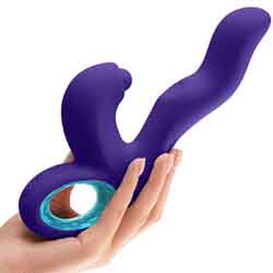 FemmeFunn Klio Rechargeable Silicone Triple Action Thumping Rabbit, 8.4 Inch, Purple