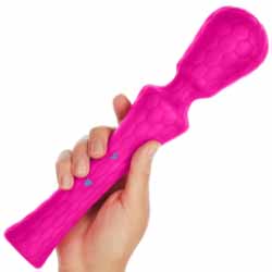 FemmeFunn Ultra Wand XL Rechargeable Textured Silicone Vibrator, 11.4 Inch, Pink