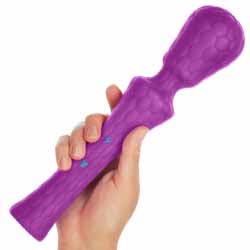 FemmeFunn Ultra Wand XL Rechargeable Textured Silicone Vibrator, 11.4 Inch, Purple