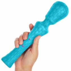 FemmeFunn Ultra Wand XL Rechargeable Textured Silicone Vibrator, 11.4 Inch, Turquoise