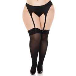 Leg Avenue Lace Top Opaque Thigh Highs, 1X/2X, Black