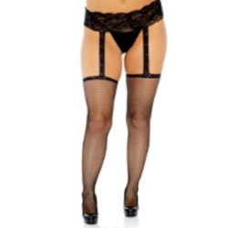 Leg Avenue Fishnet Garterbelt Stocking, Plus Size, Black