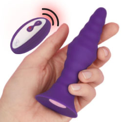 FemmeFunn Pyra Rechargeable Silicone Vibrating Anal Plug with Remote, 4.7 Inch, Purple