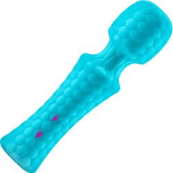 FemmeFunn Ultra Wand Mini Rechargeable Textured Silicone Vibrator, 5.7 Inch, Turquoise