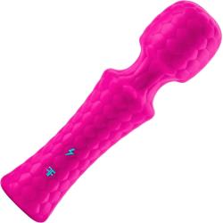 FemmeFunn Ultra Wand Mini Rechargeable Textured Silicone Vibrator, 5.7 Inch, Pink