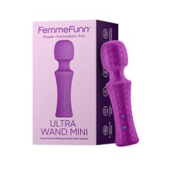 FemmeFunn Ultra Wand Mini Rechargeable Flexible Textured Silicone Vibrator, 5.7 Inch, Purple