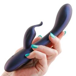 Royals Empress Metallic Silicone Rabbit Vibrator, 7.5 Inch, Blue