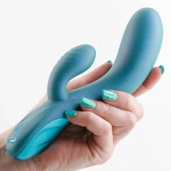 Royals Regent Metallic Silicone Rabbit Vibrator, 7.5 Inch, Green