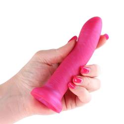 Royals Charlie Curved Metallic Silicone Dildo, 5.5 Inch, Pink