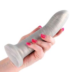 Royals Charlie Curved Metallic Silicone Dildo, 8 Inch, Champagne