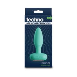 Techno Prism App-controlled Vibrating and Rotating Butt Plug, 4.5 Inch, Teal