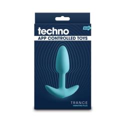 Techno Trance App-controlled Vibrating Butt Plug with Remote, 4.5 Inch, Blue