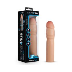 1.5 Inch Extra Length Performance Plus Resilience Silicone Penis Extension, 7 Inch, Beige