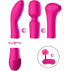 Switch Pleasure Kit No 5 Vibrator with Suction Pulse Wave, Wand, and G-spot Attachments, Pink