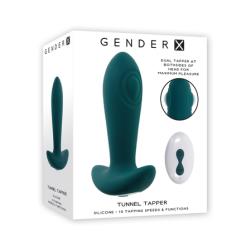 Gender X Tunnel Tapper Rechargeable Silicone Vibrating Anal Plug with Remote, 5 Inch, Teal