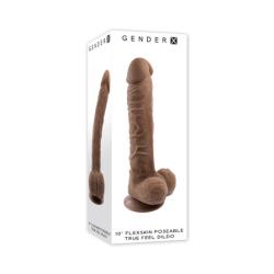 Gender X Flexskin Poseable TrueFeel Silicone Dildo, 11.5 Inch, Dark