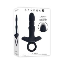 Gender X Slayer Rechargeable Ring Silicone Thruster Vibe, 8 Inch, Black