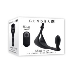 Gender X Back It Up Rechargeable Lasso C-Ring and Plug with Remote Silicone Black