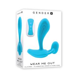 Gender X Wear Me Out Rechargeable Wearable Silicone Vibrator With Remote, 4.5 Inch, Blue