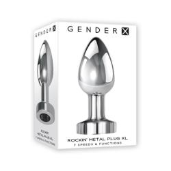 Gender X Rockin` Metal Plug XL Rechargeable Vibrating Anal Plug, 4.25, Aluminum Silver