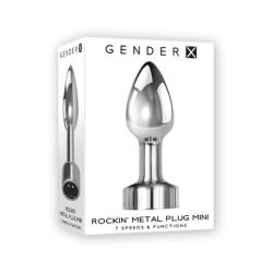 Gender X Rockin` Metal Plug Mini Rechargeable Vibrating Anal Plug, 3.25 Inch, Aluminum Silver