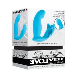 Evolved Spread Your Wings Silicone Vibrator, 5 Inch, Blue