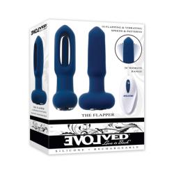 Evolved The Flapper Rechargeable Silicone Vibrator with Remote, 5.5 Inch, Blue