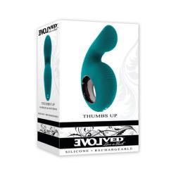 Evolved Thumbs Up Rechargeable Silicone Vibrator, 4.25 Inch, Teal