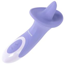 Evolved Lix and Kisses Rotating Tongue . Silicone Vibrator, 7.35 Inch, Purple