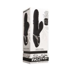 Evolved Ring It Home Rechargeable Dual Stimulator Silicone Vibrator, 9.5 Inch, Black