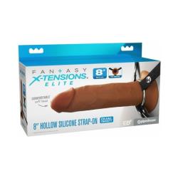 Fantasy X Tensions Elite Hollow Silicone Strap On 8 in. Brown