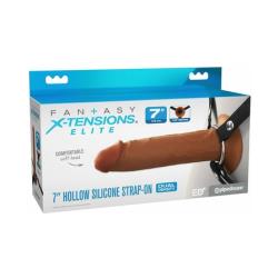 Fantasy X Tensions Elite Hollow Silicone Strap On 7 in. Brown