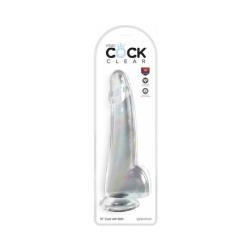 King Cock Clear with Balls, 10 Inch, Clear