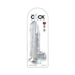 King Cock Clear with Balls, 9 Inch, Clear