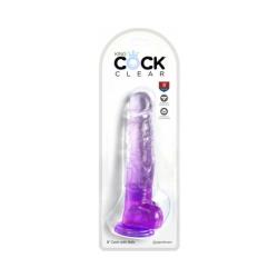 King Cock Clear with Balls, 8 Inch, Purple