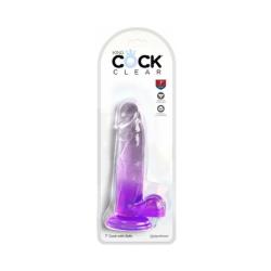 King Cock Clear with Balls, 7 Inch. Purple